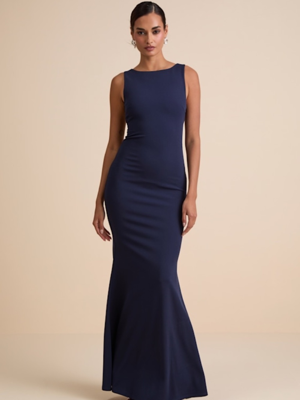 Lulus Love In Your Eyes Navy Knotted Mermaid Maxi Dress Blue - Size L